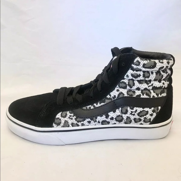 Vans SK8- Hi Slim Cheetah Print Suede Skate Shoes Black/ Grey M9/ W10.5 - Picture 1 of 13